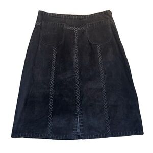 Vintage J. Jill Genuine Suede Black Midi Skirt